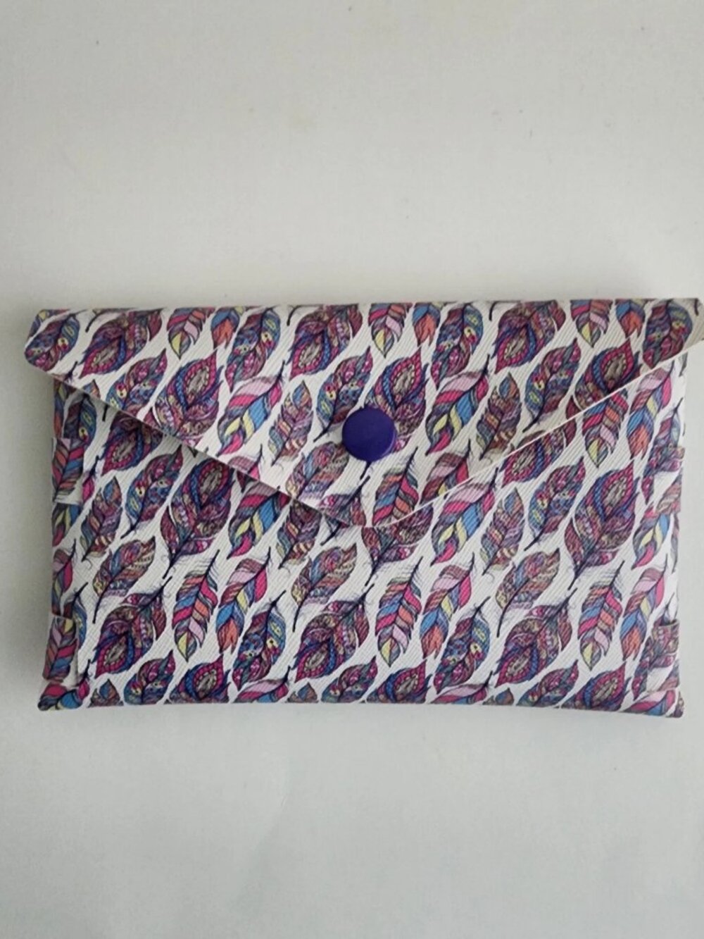 Faux Leather Feather Card Wallet, Coin Pouch, Envelope Coin Purse, Feather Purse